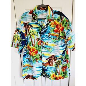 Hawaiian Vintage Collection L Floral Button Down Men's Hawaiian‎ Shirt Size  L